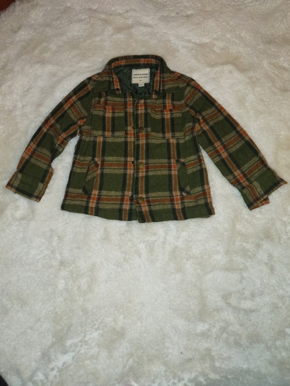 Cat & Jack Green Plaid Kids Button-Up Hoodie Jacket